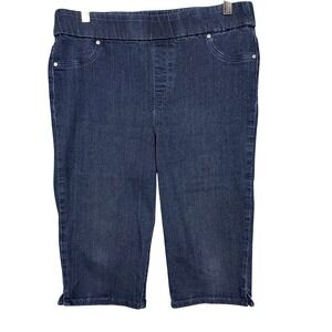 Chicos Jeans 1.5 Womens 10 Blue Pull On Jegging Pedal Pusher Capri Dark Wash